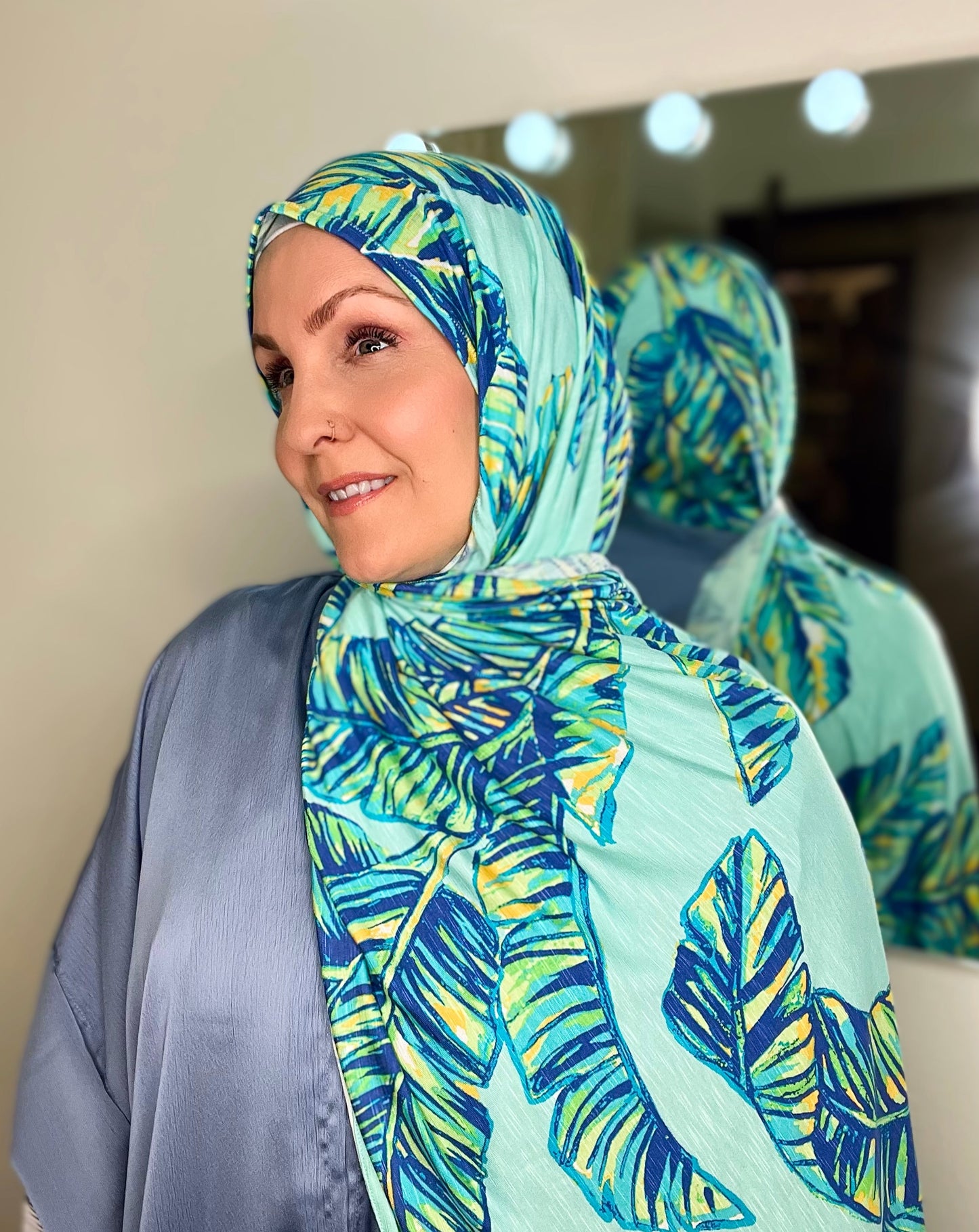 Printed Jersey Hijab: Havana Palms