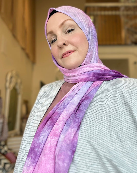 Crinkle Stretch Jersey Chiffon Hijab: Berry Compote