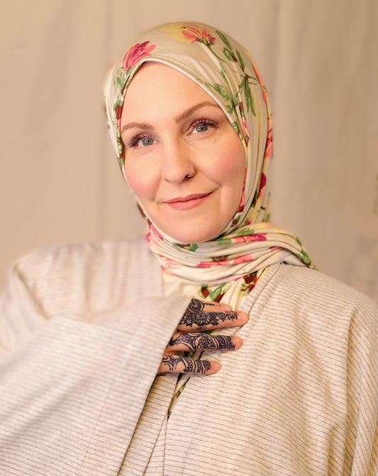 Printed Jersey Hijab: Cool Minty Floral