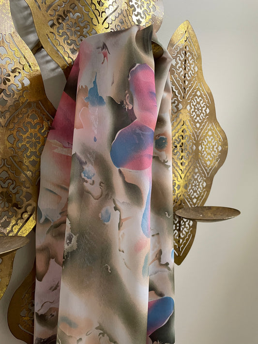 Chiffon Hijab: Hibiscus Watercolor