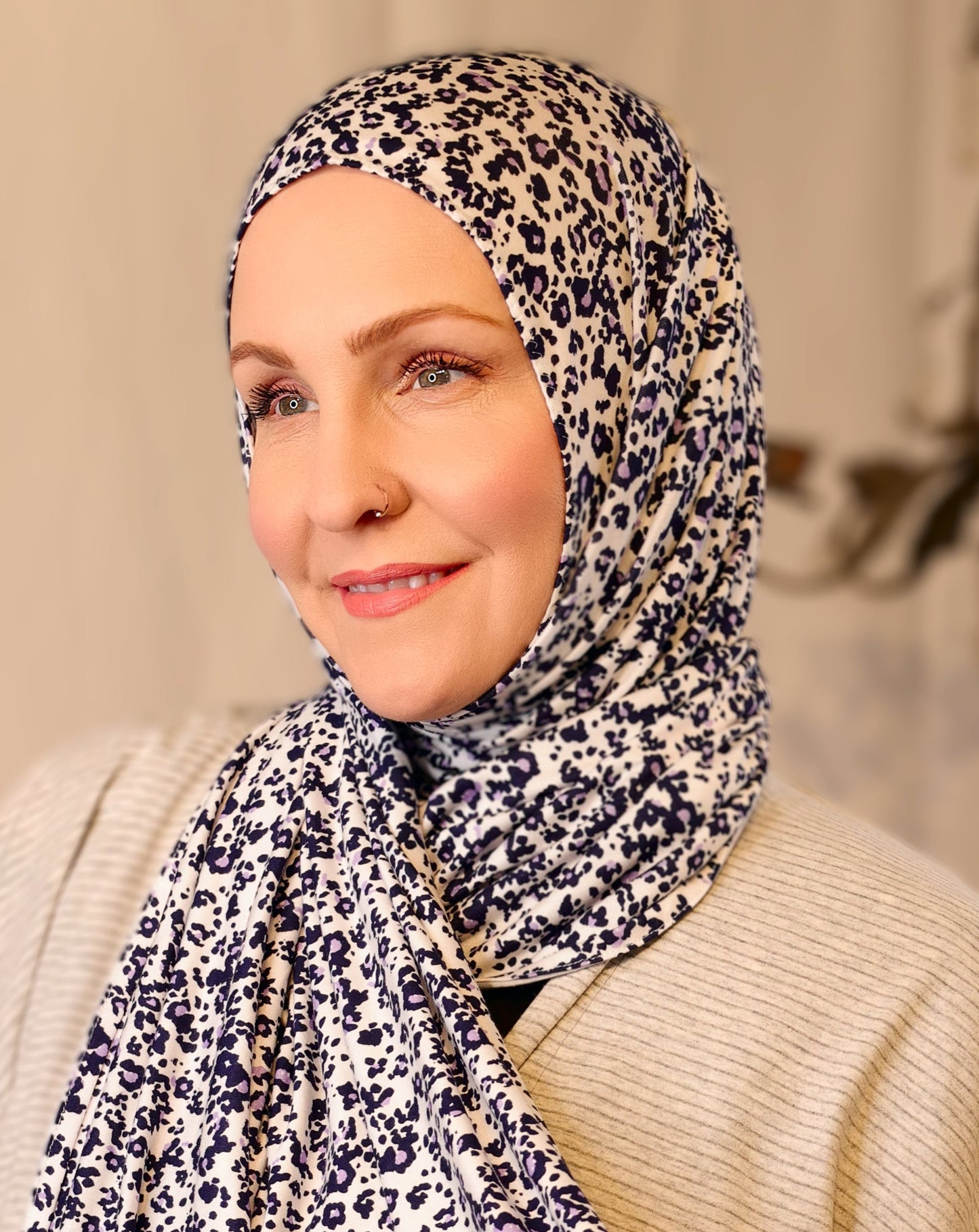 Printed Jersey Hijab: Playful Leopard