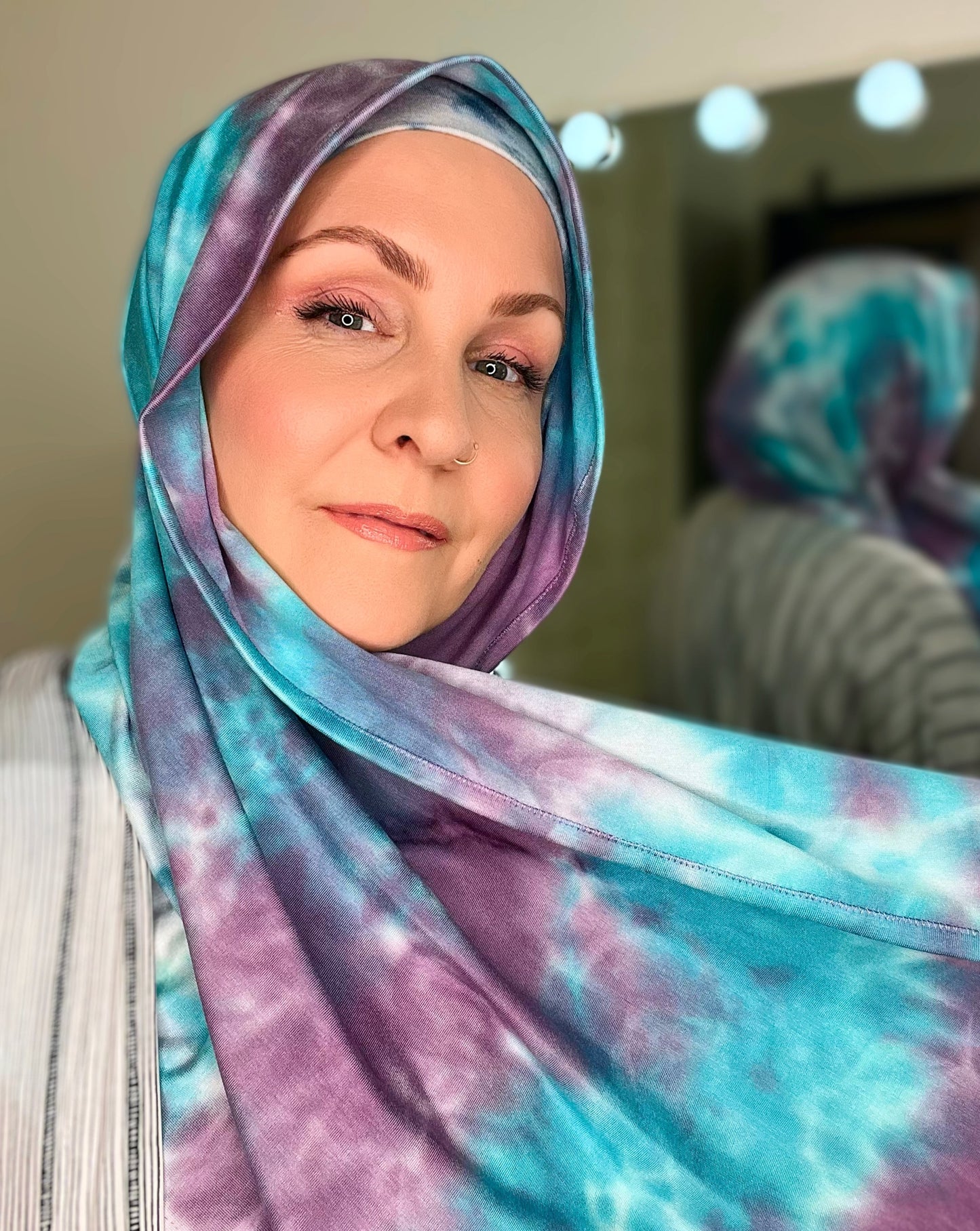 Tie Dye Jersey Hijab: Blue Raspberry Slushie