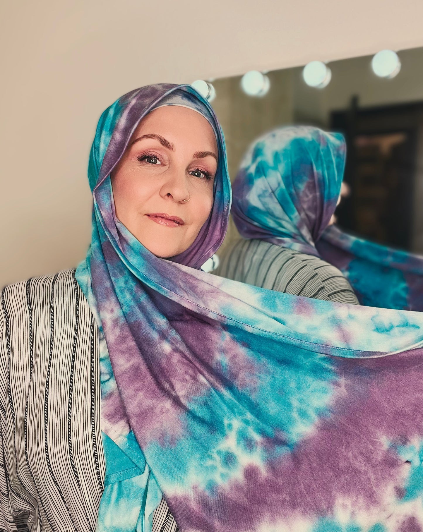 Tie Dye Jersey Hijab: Blue Raspberry Slushie