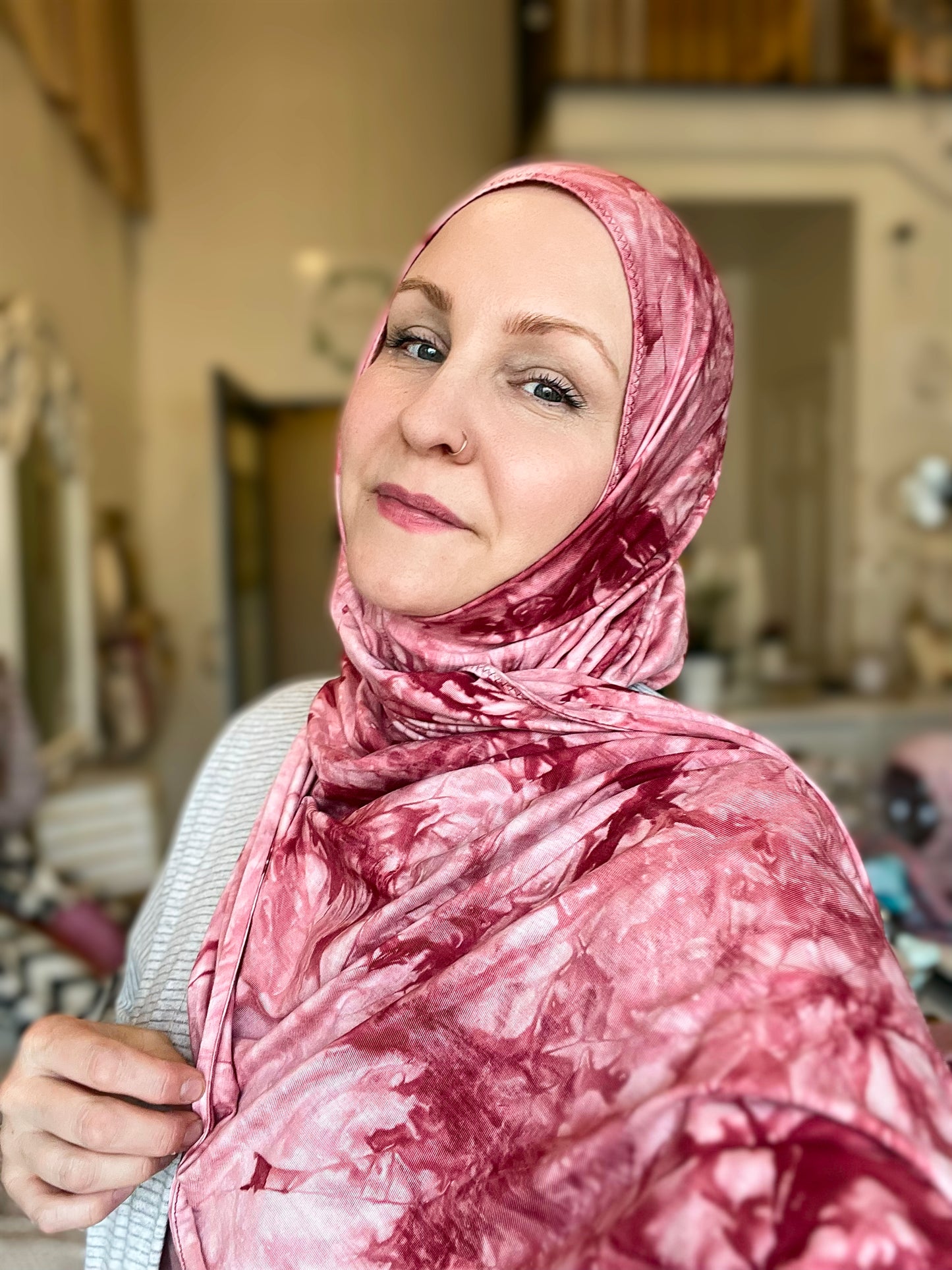 Tie Dye Jersey Hijab: Cherry Burst