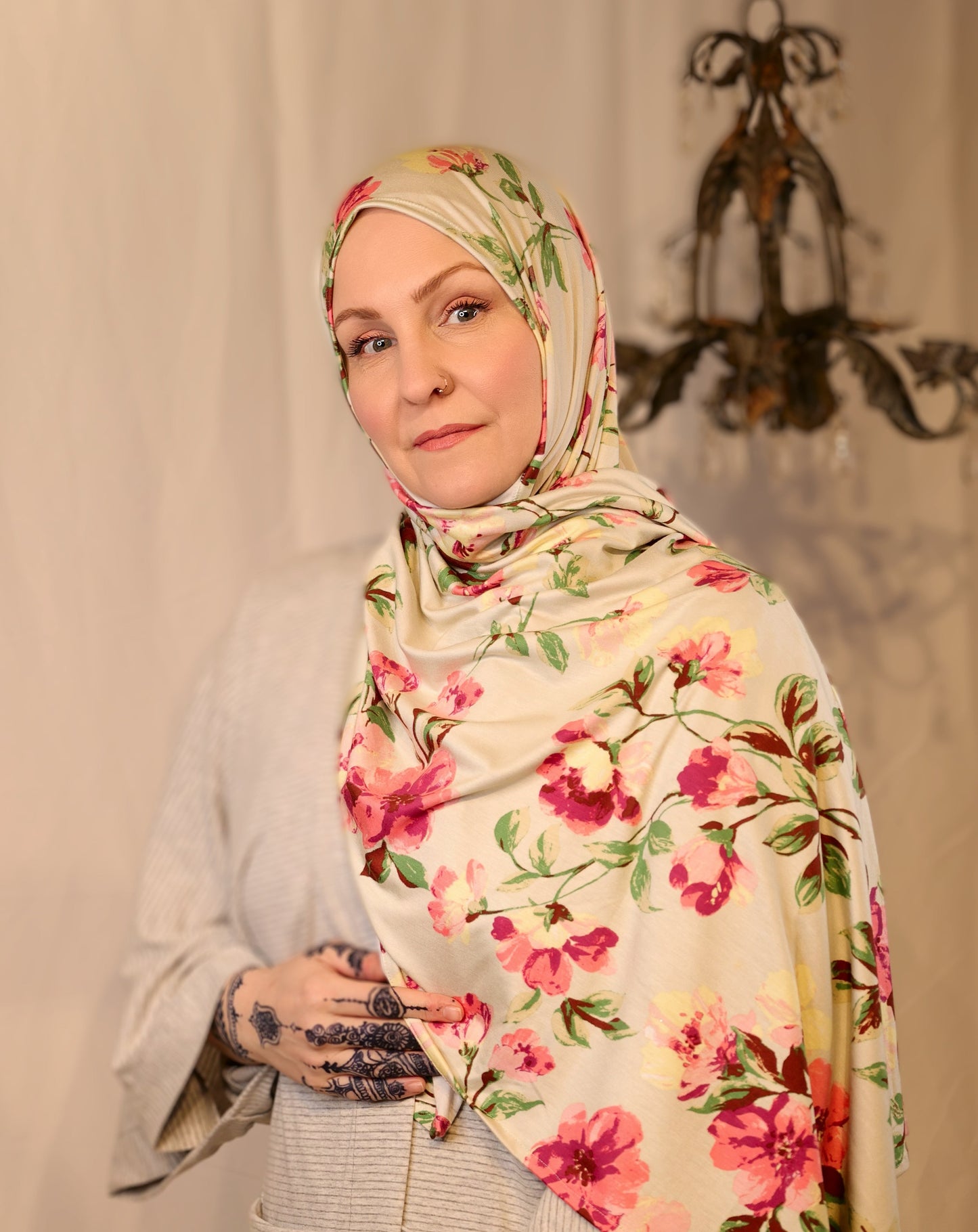 Printed Jersey Hijab: Cool Minty Floral