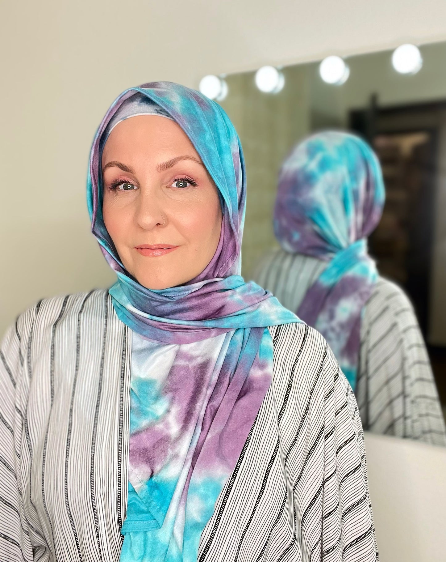 Tie Dye Jersey Hijab: Blue Raspberry Slushie