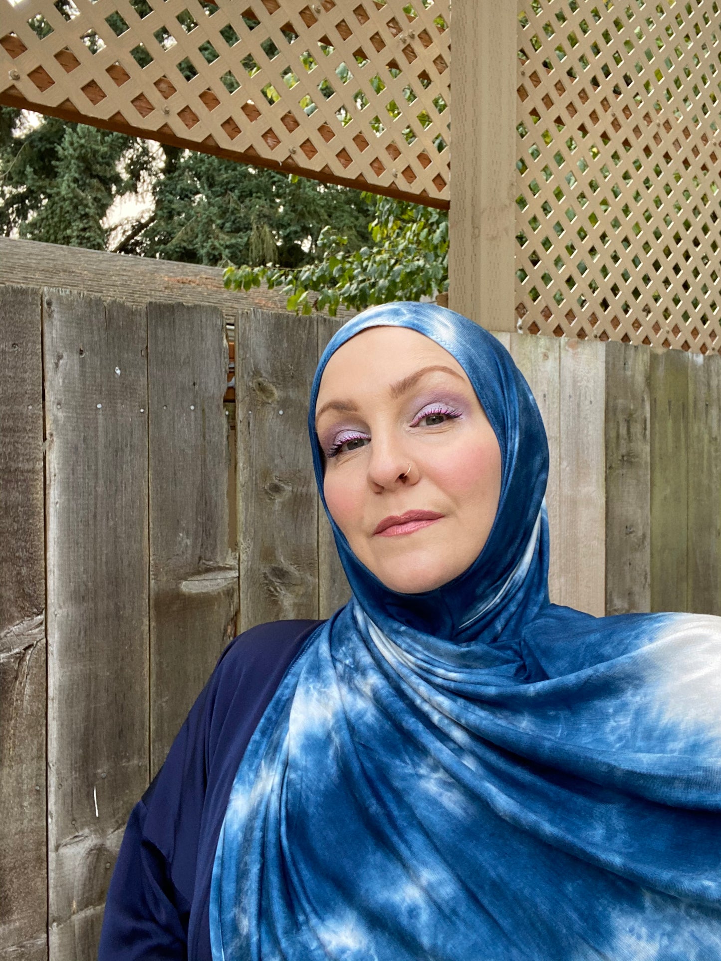 Tie Dye Jersey Hijab: Blue Splash
