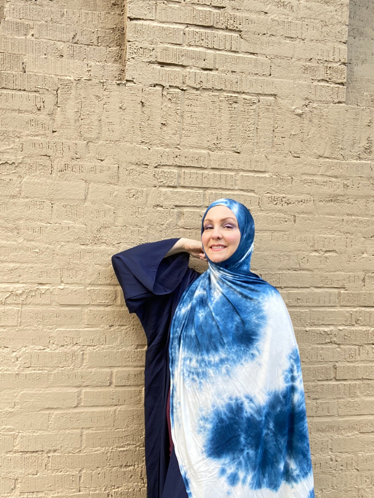 Tie Dye Jersey Hijab: Blue Splash