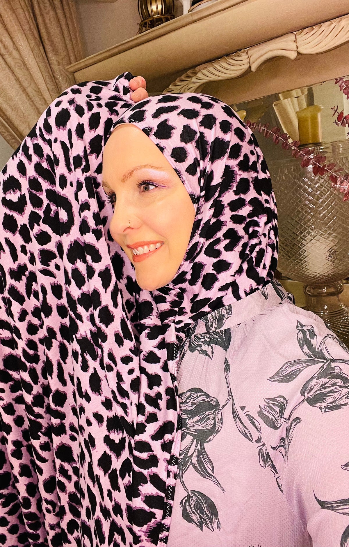 Printed Jersey Hijab: Wild Orchid Leopard