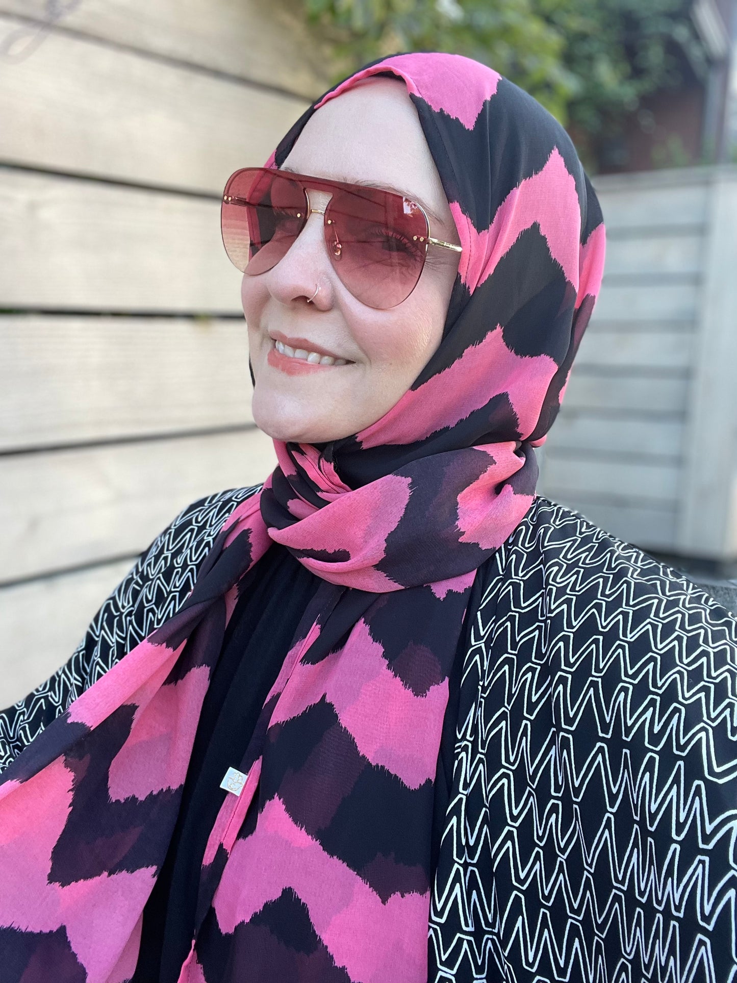 Limited Edition Chiffon Hijab: Pink Sherbet Zigzag