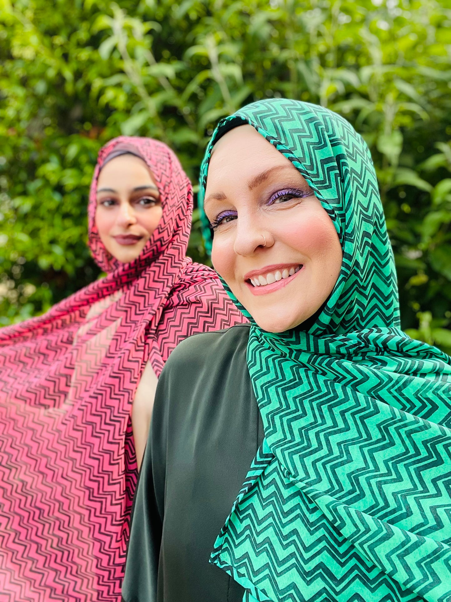 Limited Edition Chiffon Hijab: Green Goddess Zigzag