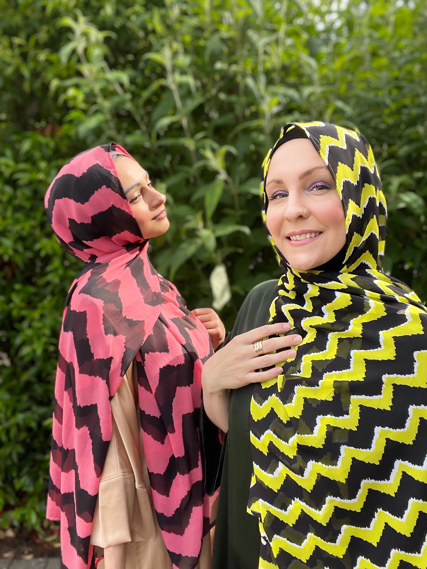 Limited Edition Chiffon Hijab: Pink Sherbet Zigzag