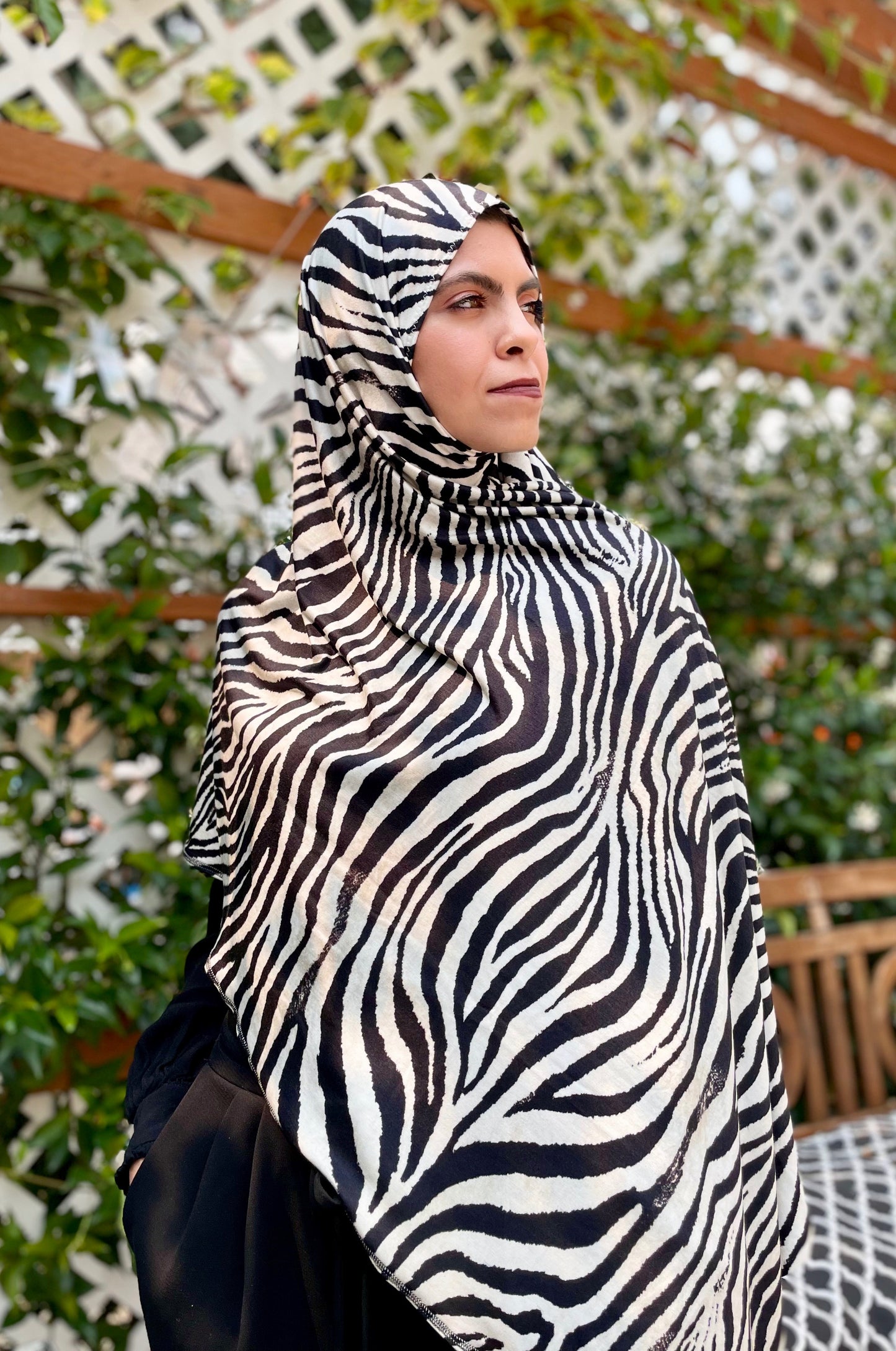 Printed Jersey Hijab: Italian Zebra (two sizes)