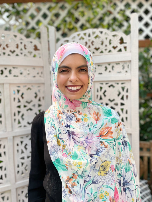 Limited Edition Crepe Chiffon Hijab: Femme Fatale Floral