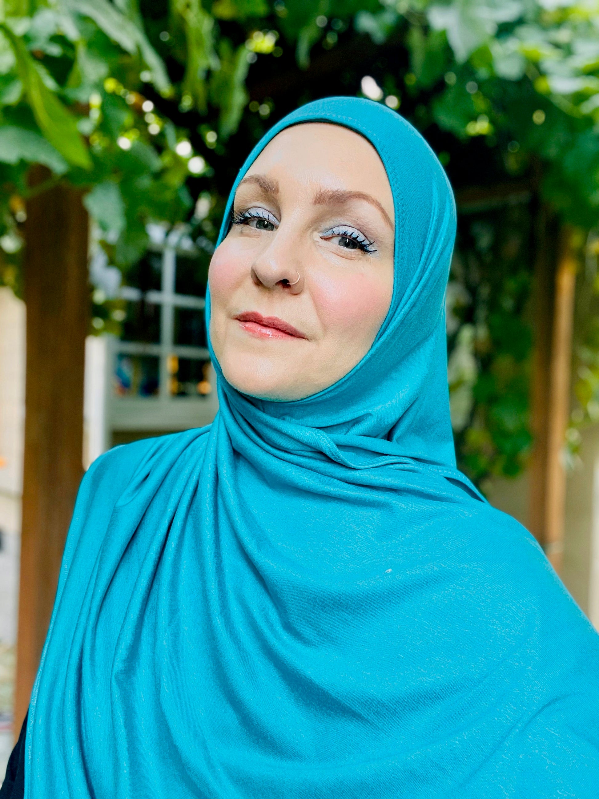 Solid Jersey Hijab: Teal Blue – michaelacorning