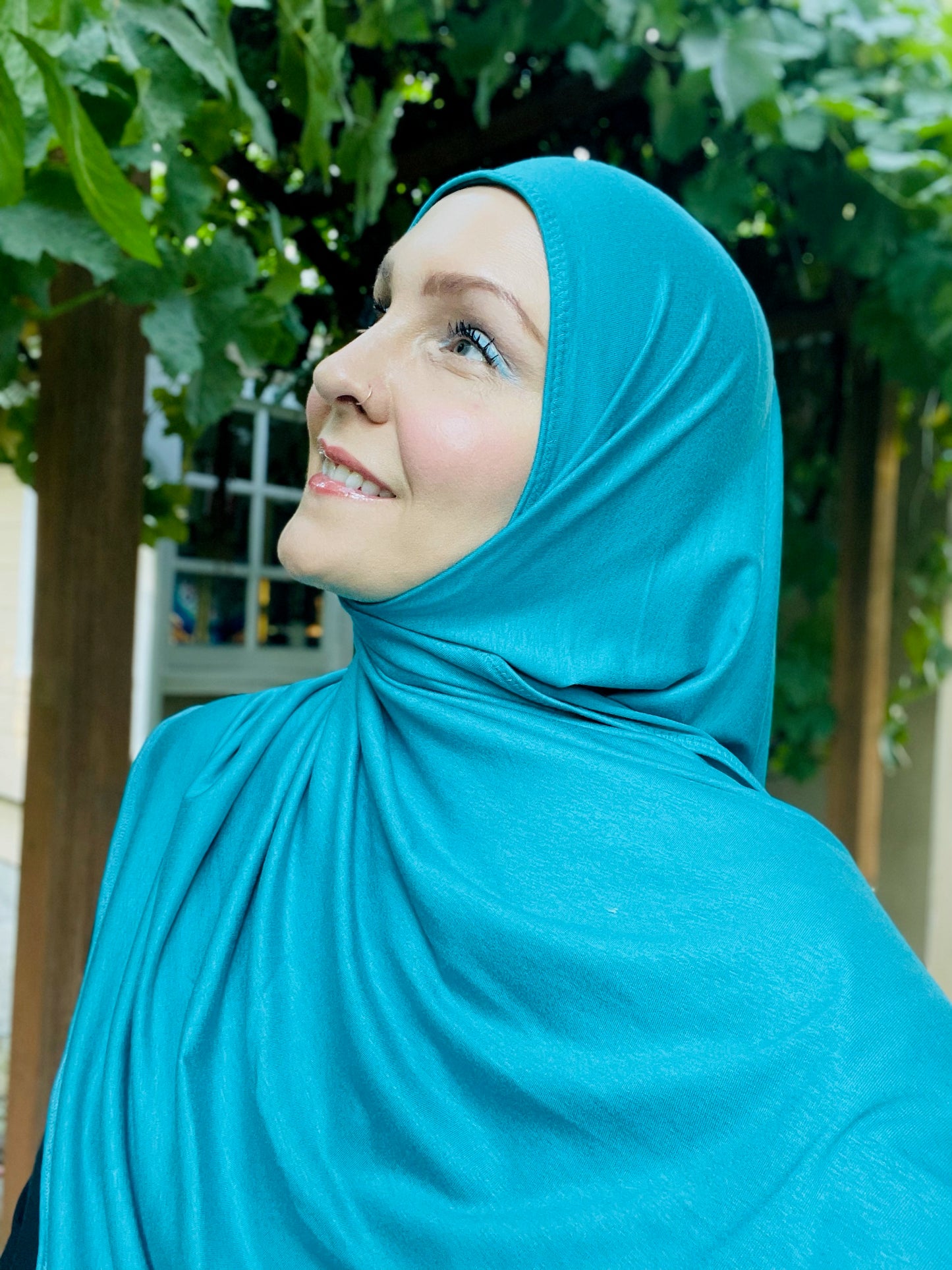 Solid Jersey Hijab: Teal Blue