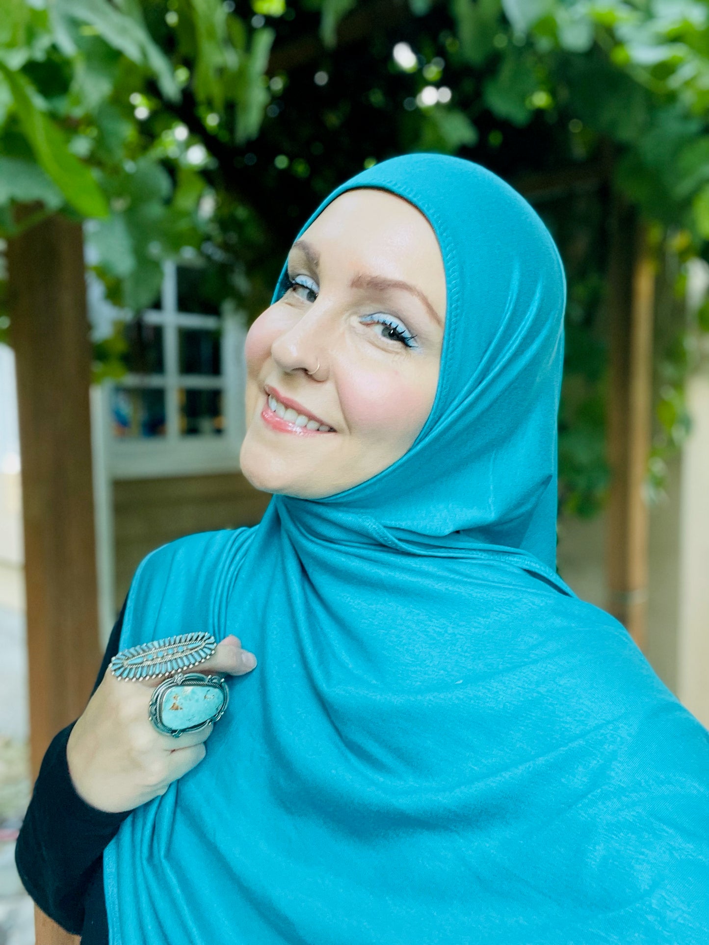 Solid Jersey Hijab: Teal Blue