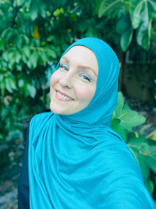 Solid Jersey Hijab: Teal Blue