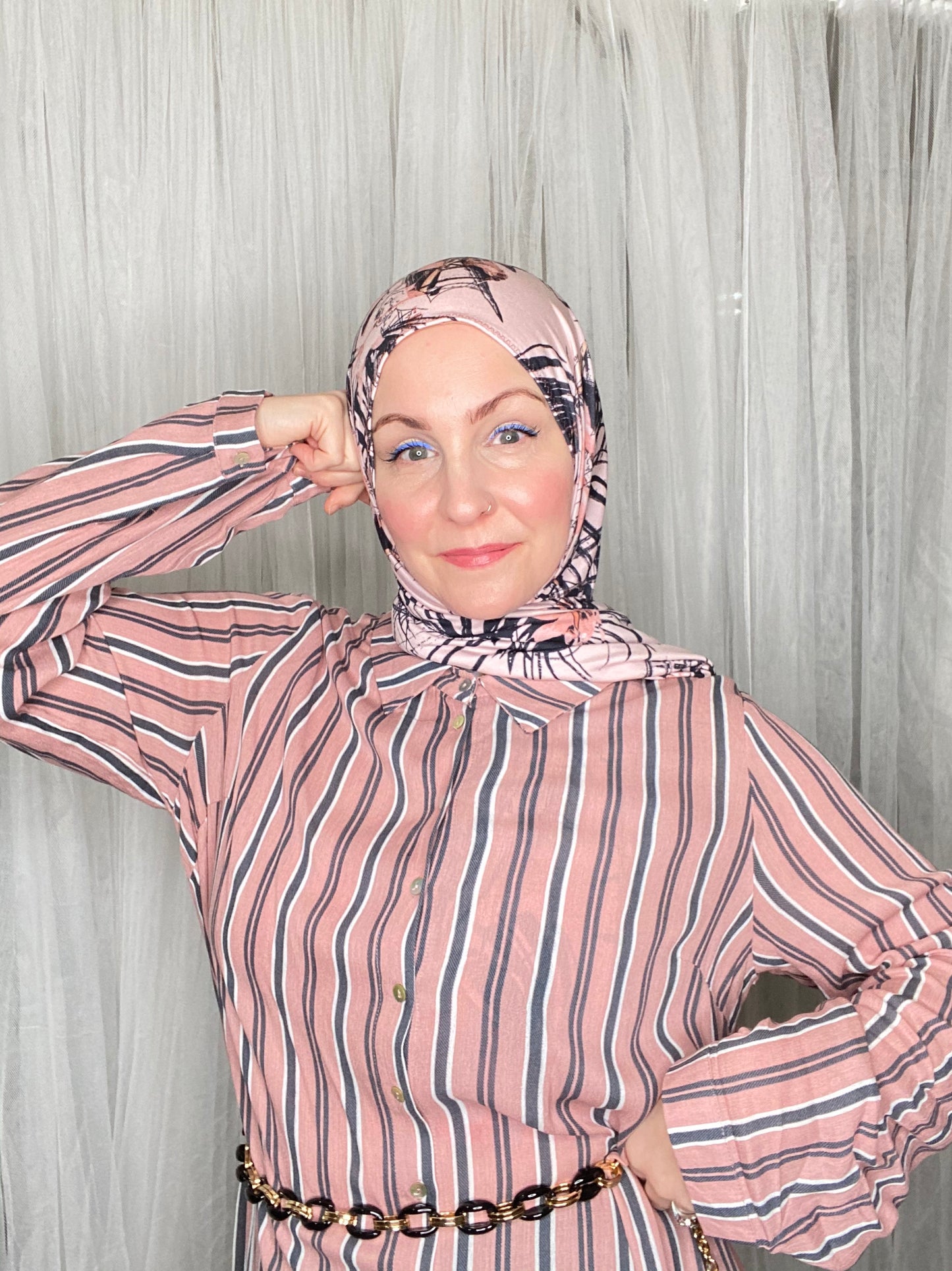 Printed Jersey Hijab: Wispy Dusty Rose Palms