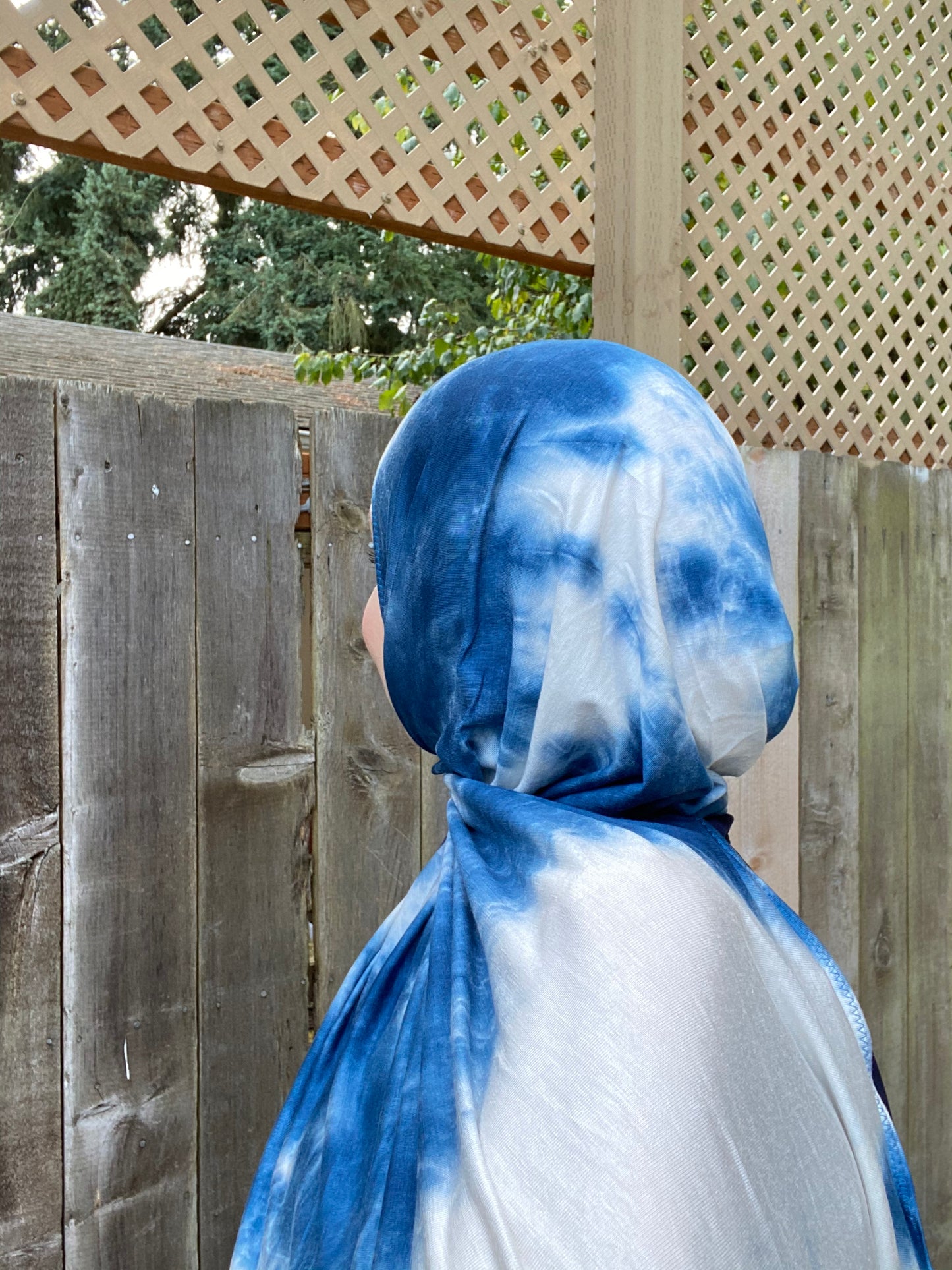 Tie Dye Jersey Hijab: Blue Splash