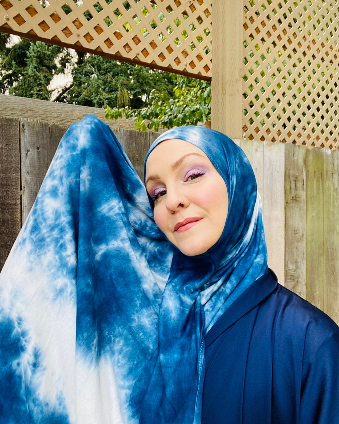 Tie Dye Jersey Hijab: Blue Splash