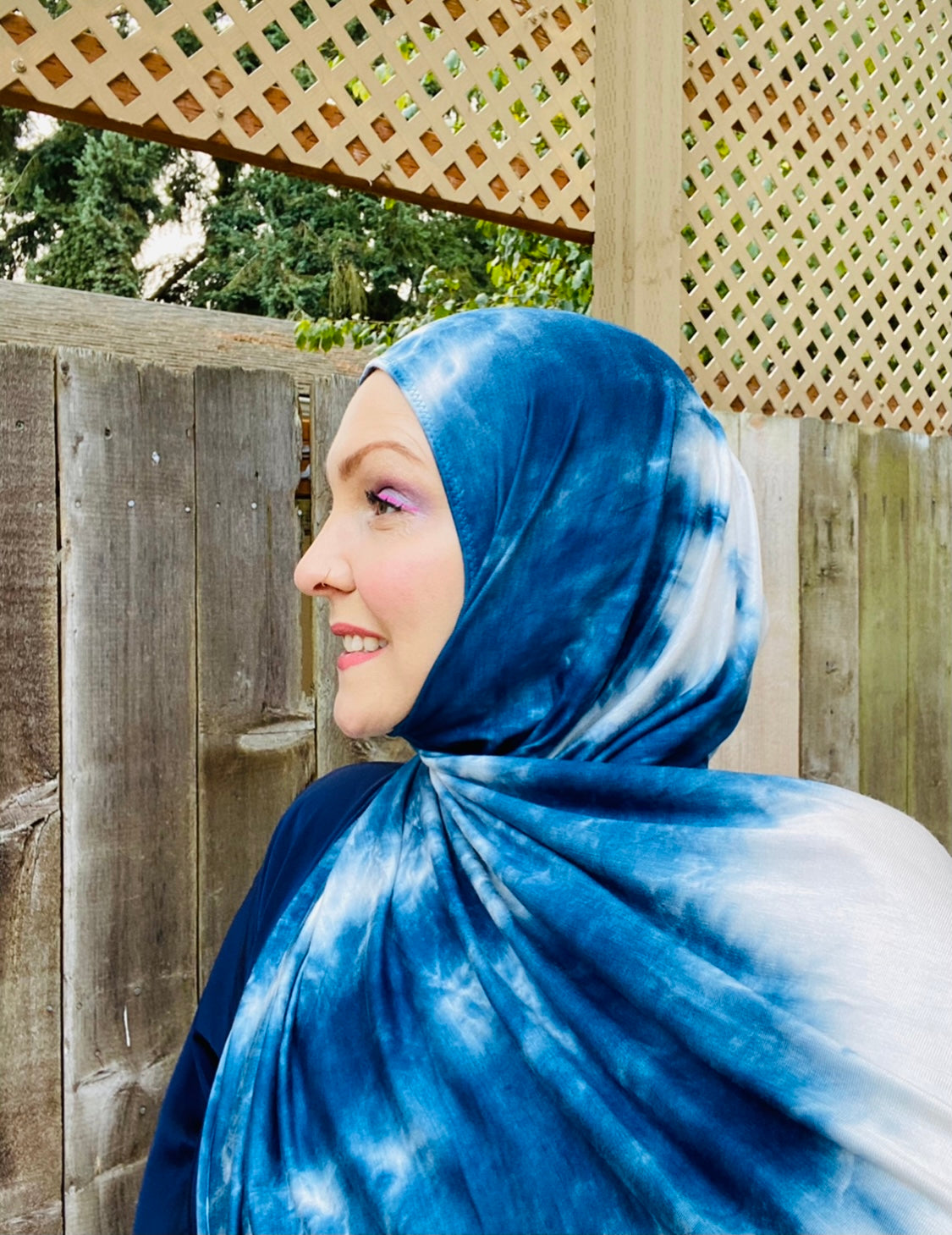 Tie Dye Jersey Hijab: Blue Splash
