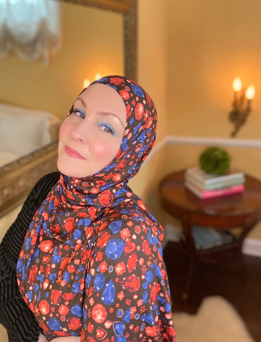 Printed Jersey Hijab: Italian Crown Jewels