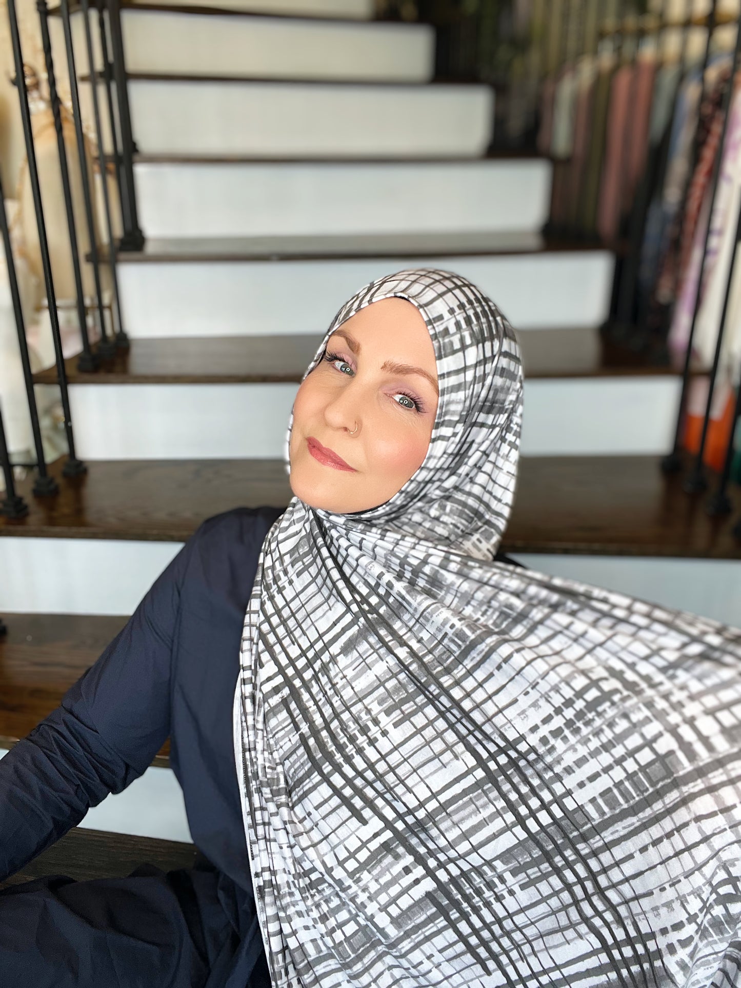 Printed Jersey Hijab: Grids