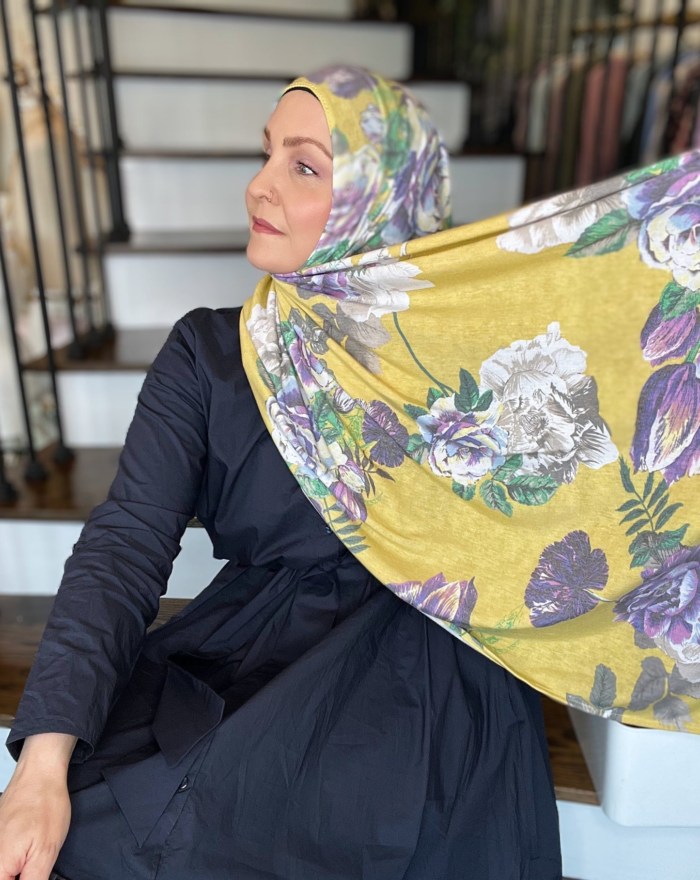Printed Jersey Hijab: Mystical Lavender Floral