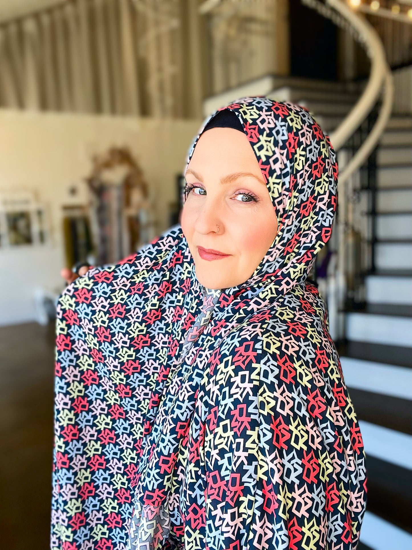 Designer Rayon Chiffon Hijab: Retro Chic