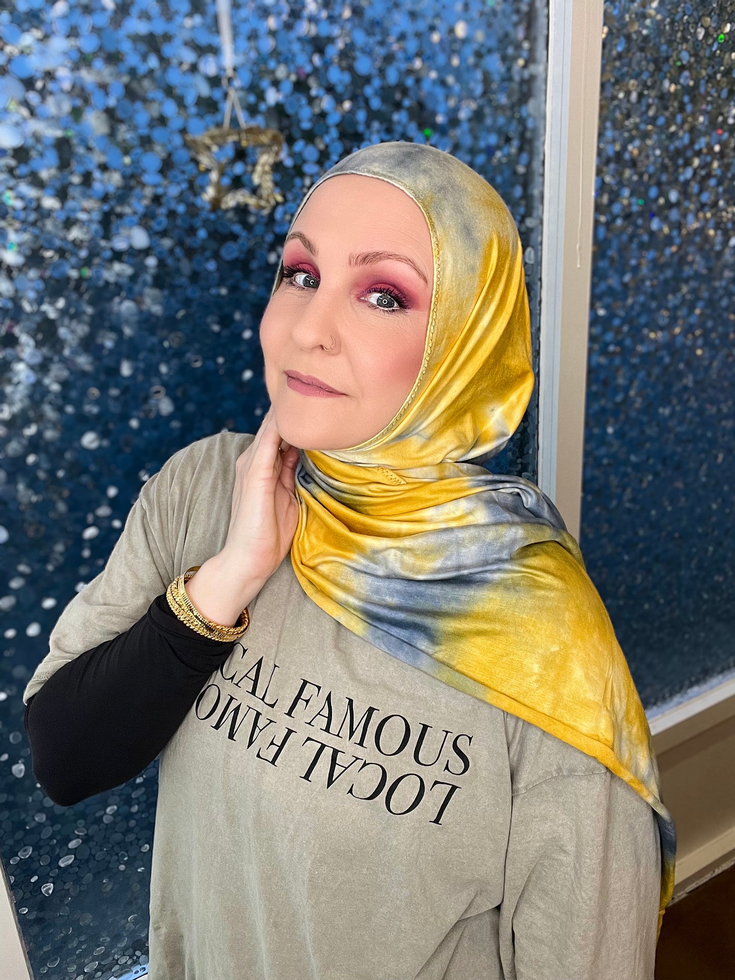 Tie Dye Jersey Hijab: Canary Blues