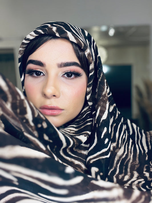 Georgette Chiffon Hijab: Espresso Tiger