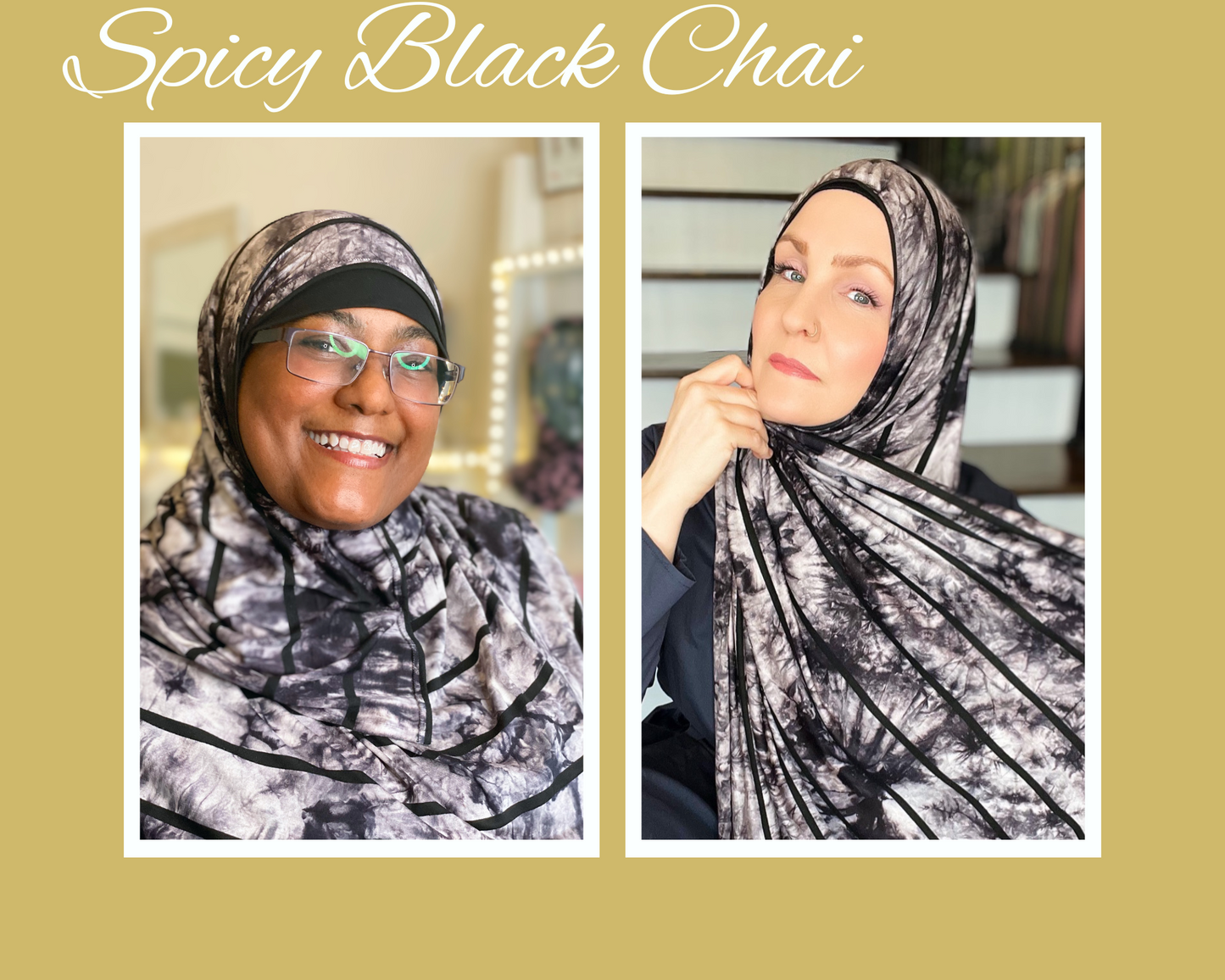 Tie Dye Jersey Hijab: Spicy Black Chai