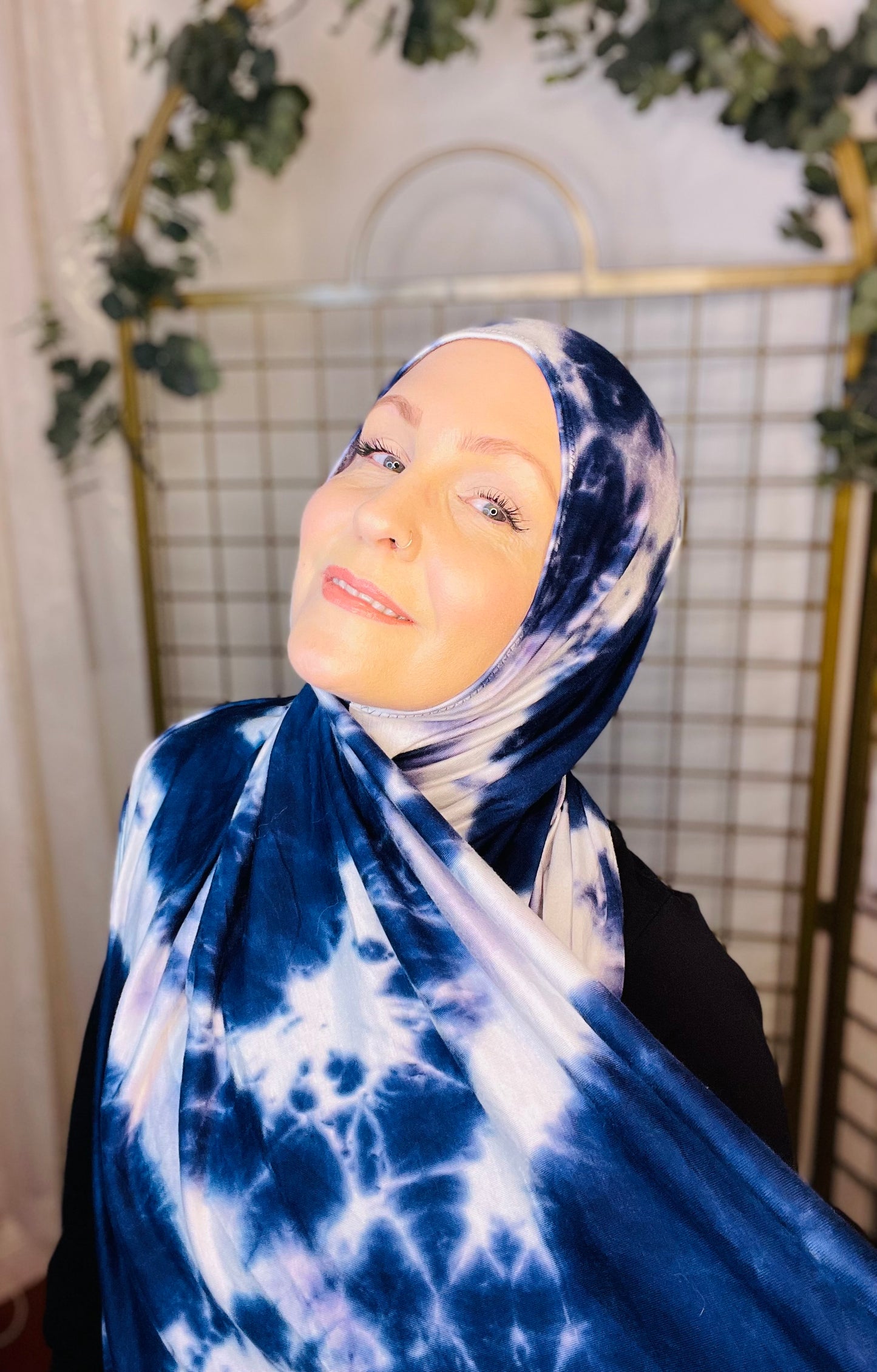 Tie Dye Jersey Hijab: Stormy Skies