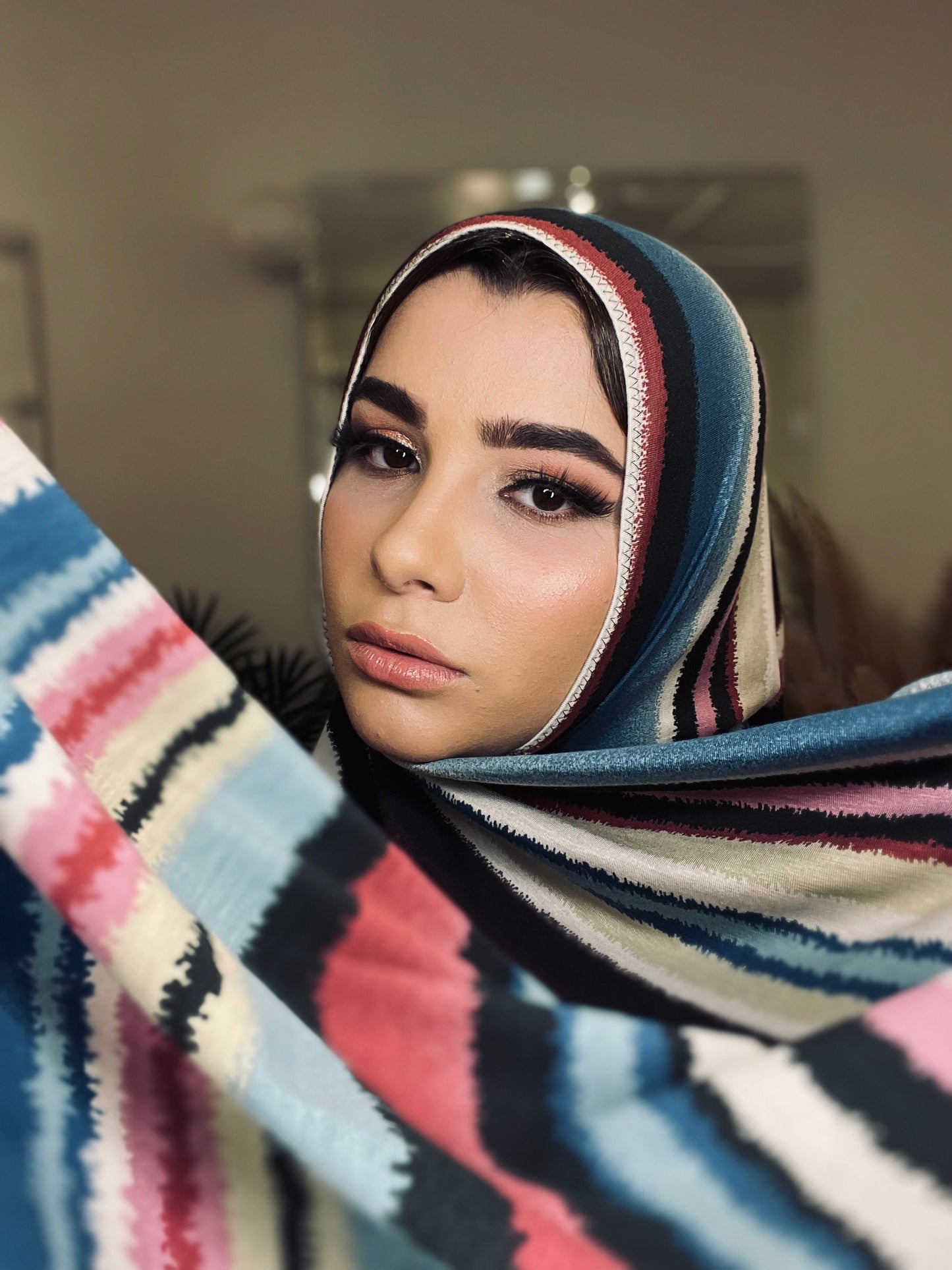 Printed Jersey Hijab: Commanding Stripes