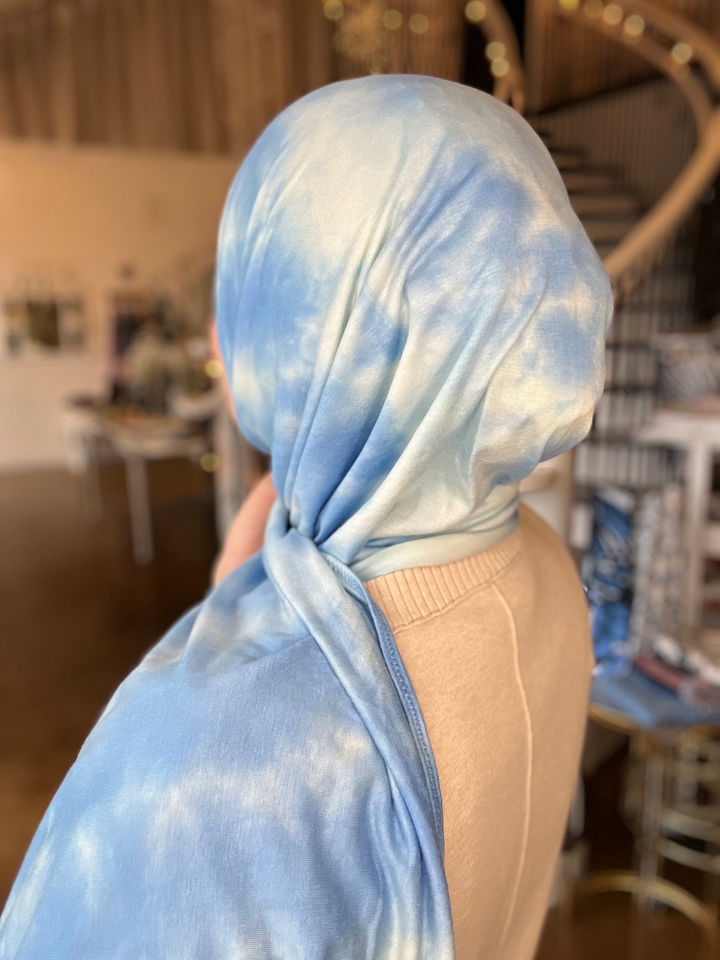 Tie Dye Jersey Hijab: Marshmallow Cloud