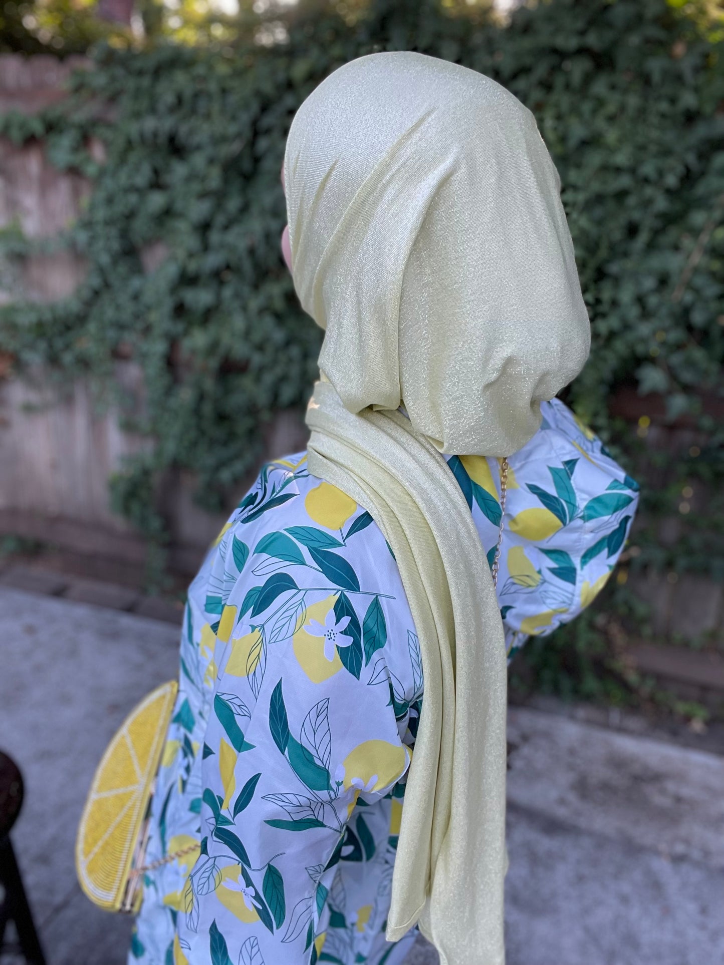 Solid Sparkle Jersey Hijab: Sparkling Lemon Lurex