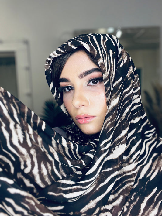 Georgette Chiffon Hijab: Espresso Tiger