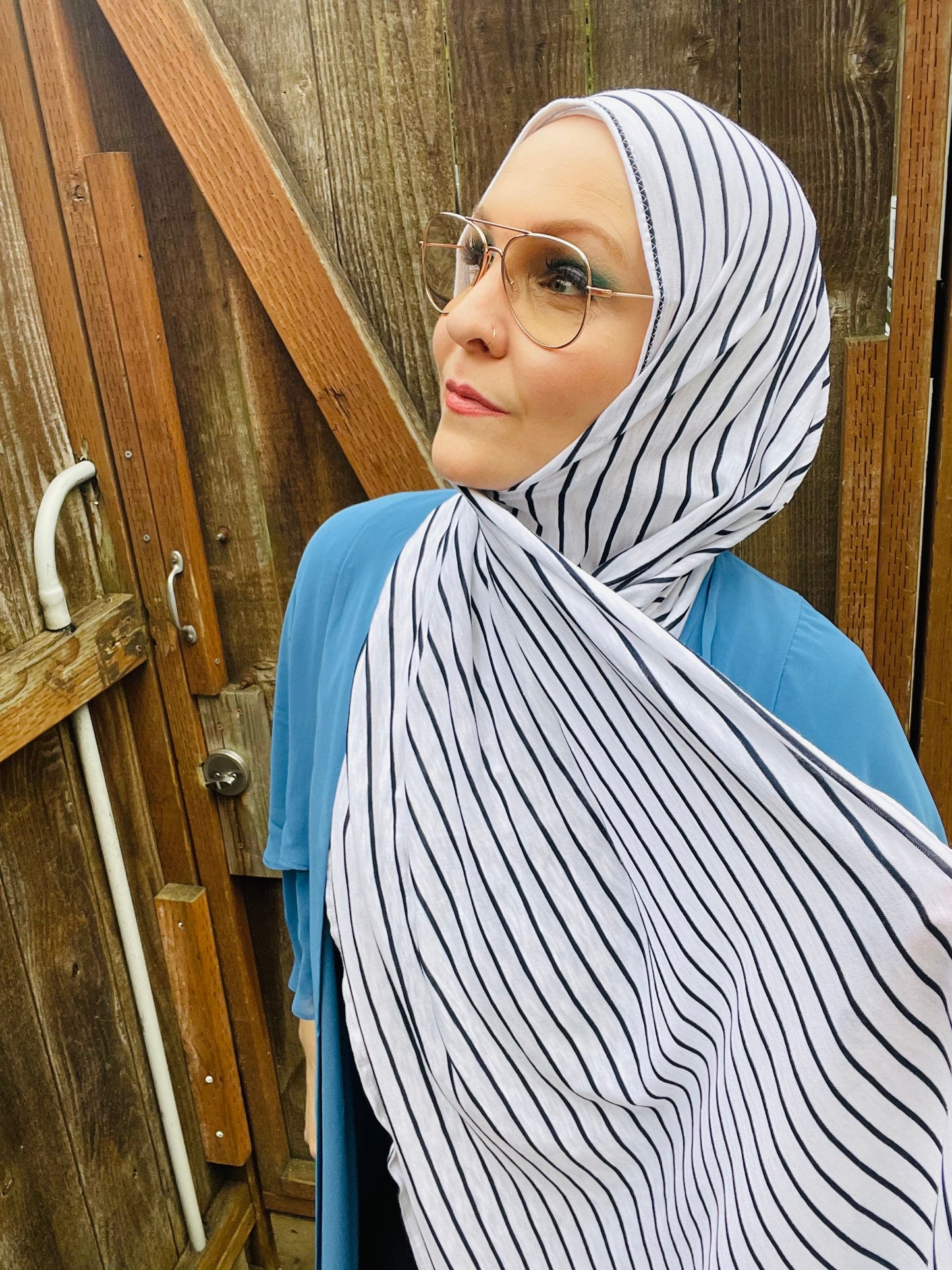 Tissue Jersey Hijab: Nautical Stripes Too (extra long)