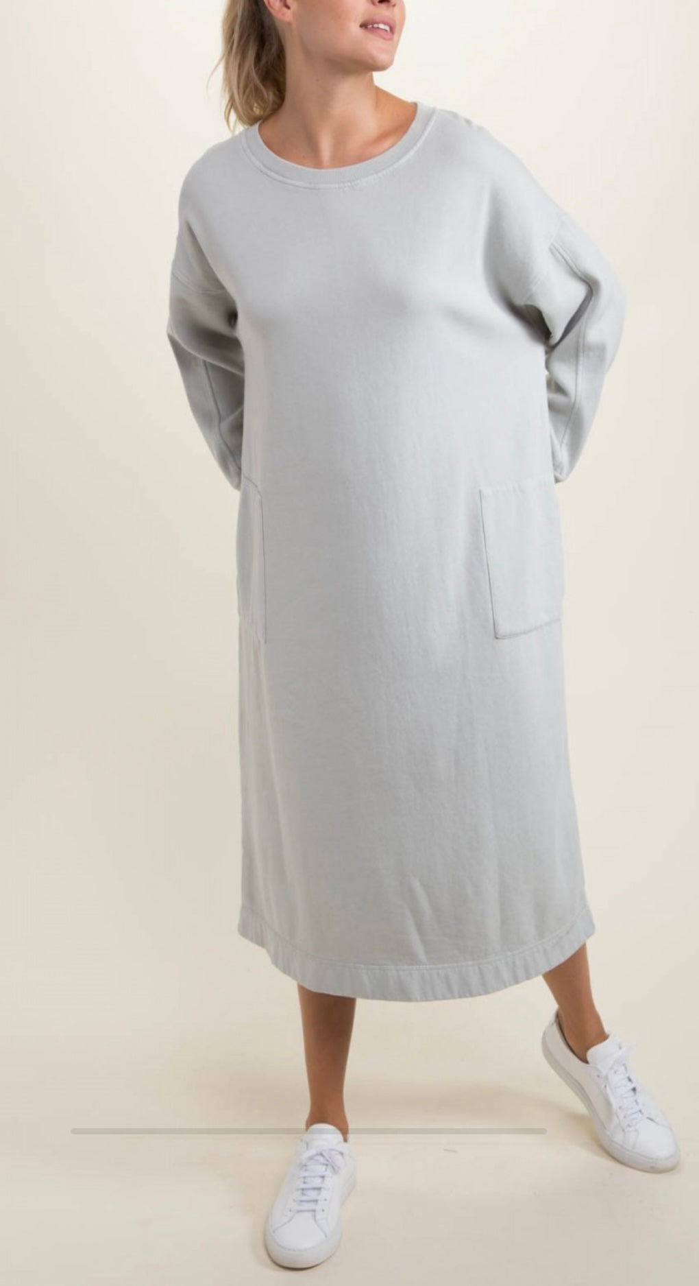 Mineral Washed Long-Sleeve Lounge Tunic Dress - Cool Mint