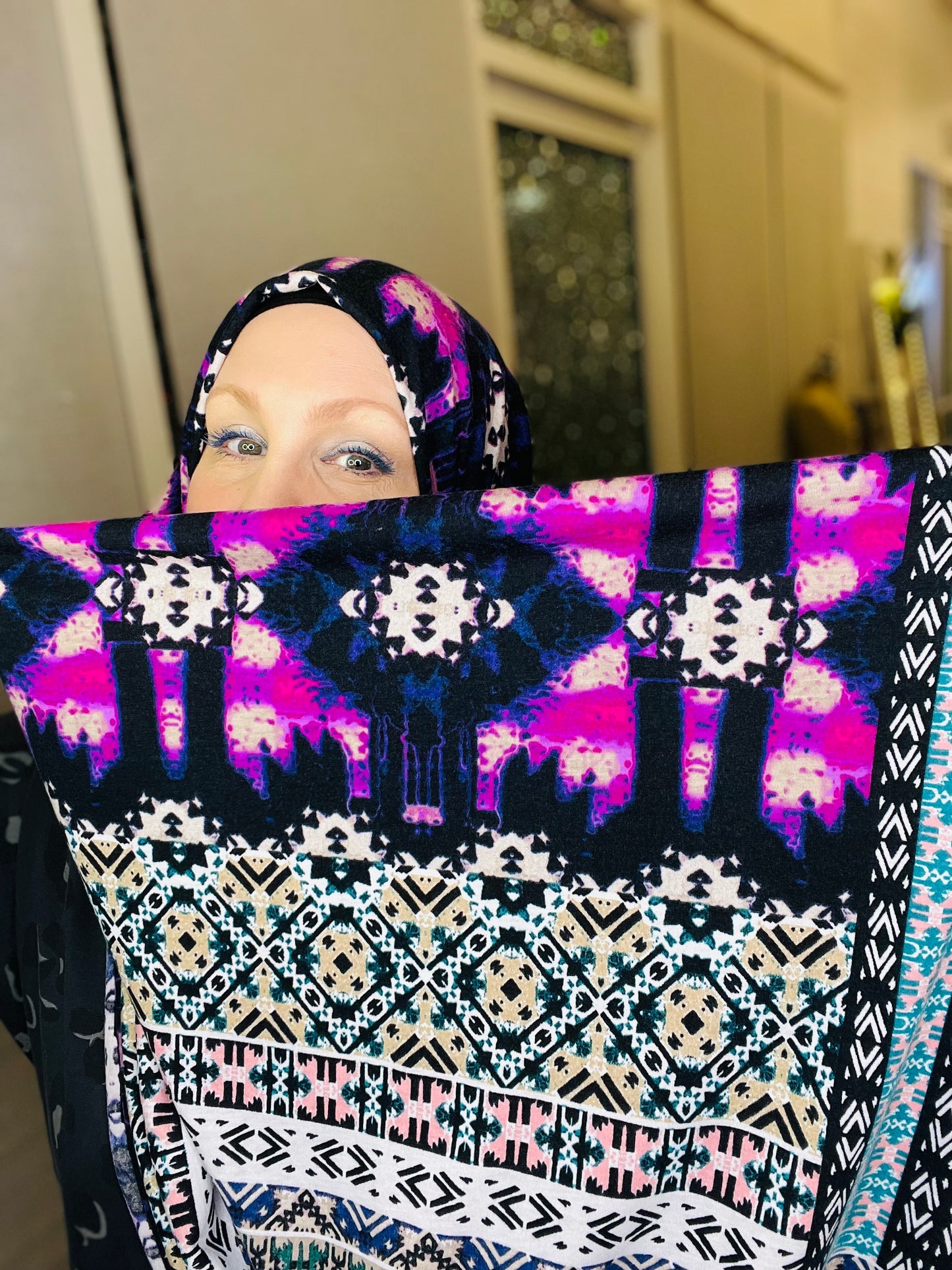 Printed Jersey Hijab: Indigo Dreams
