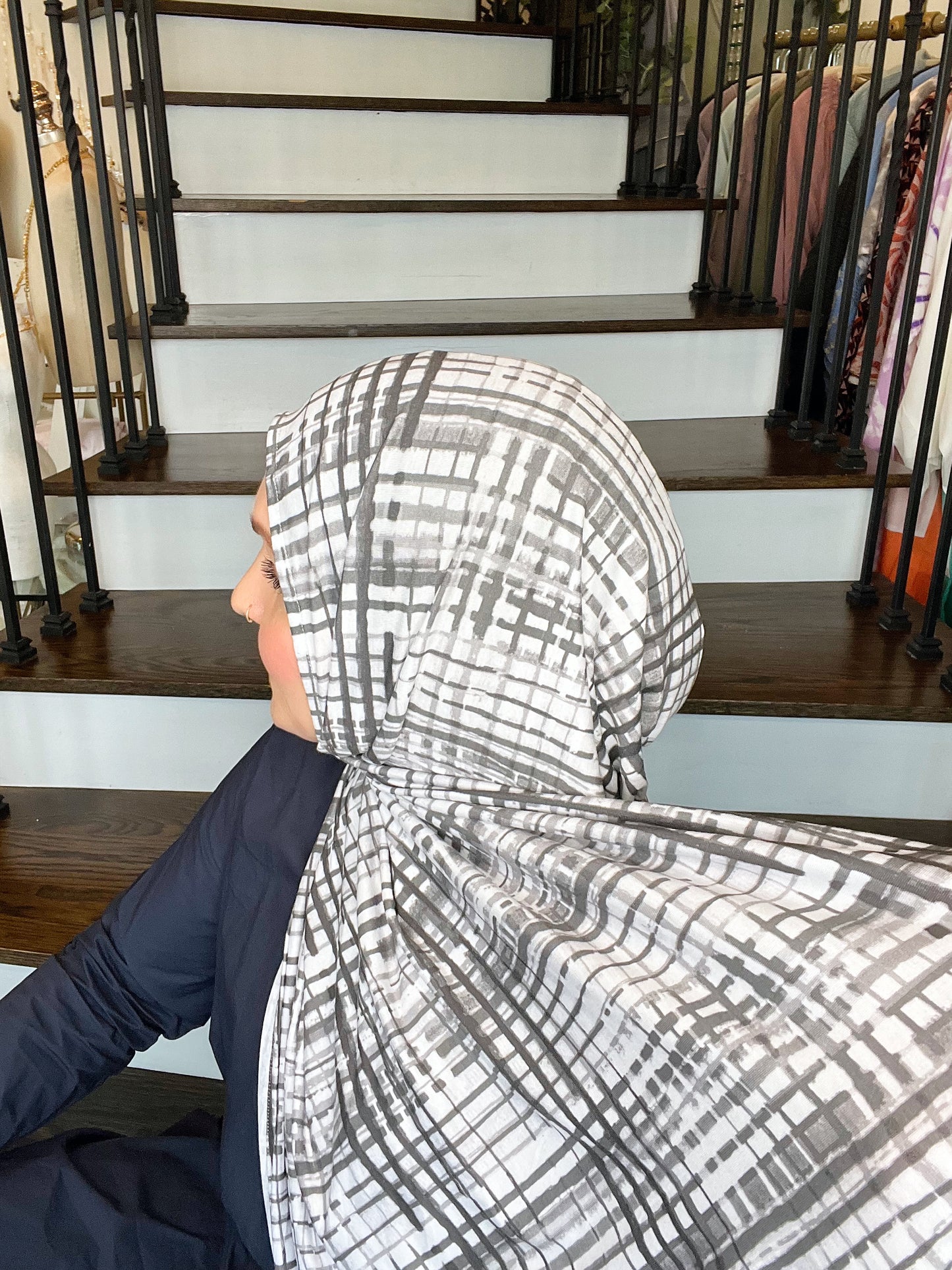 Printed Jersey Hijab: Grids