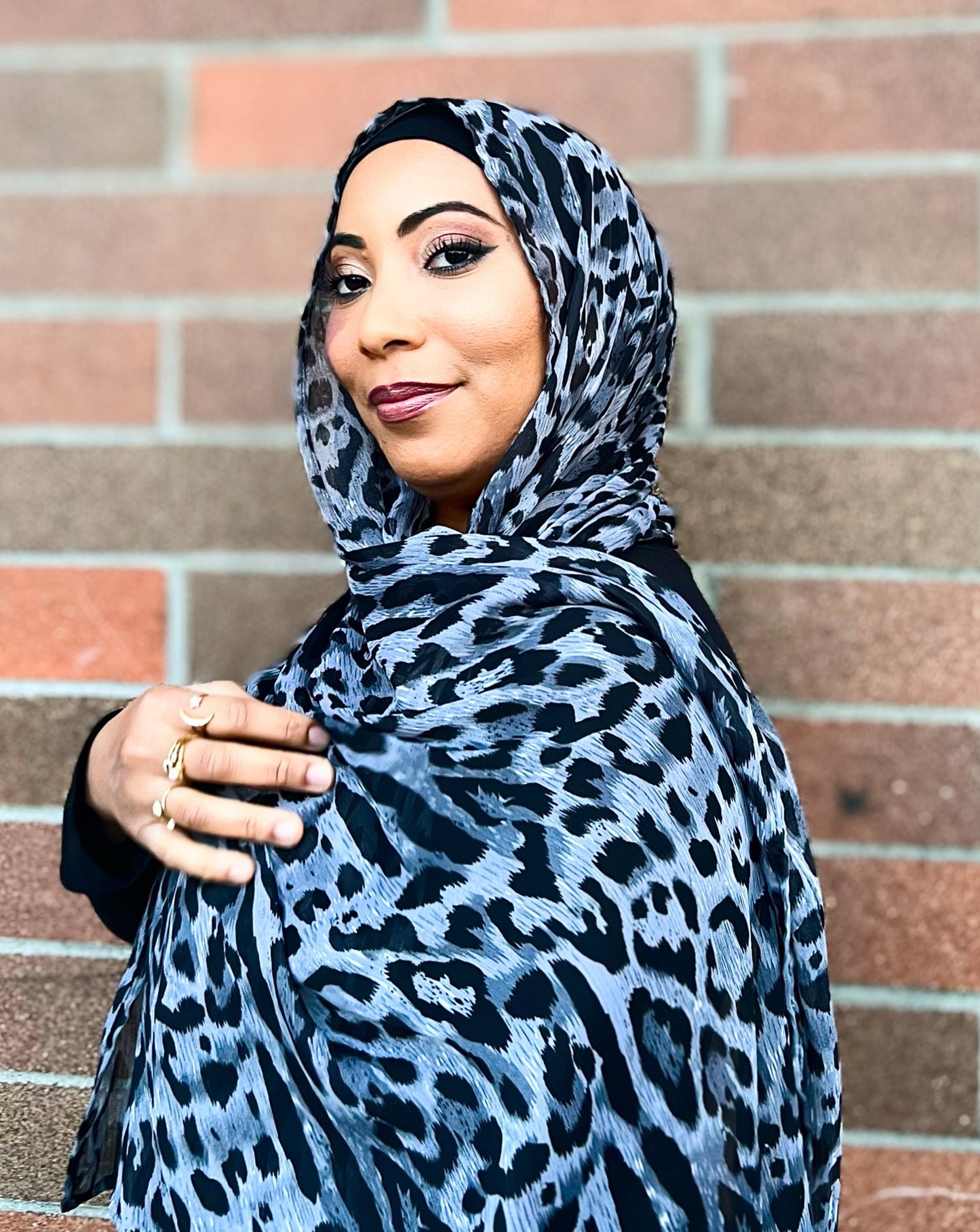 Crinkle Chiffon Hijab: Shadow Leopard