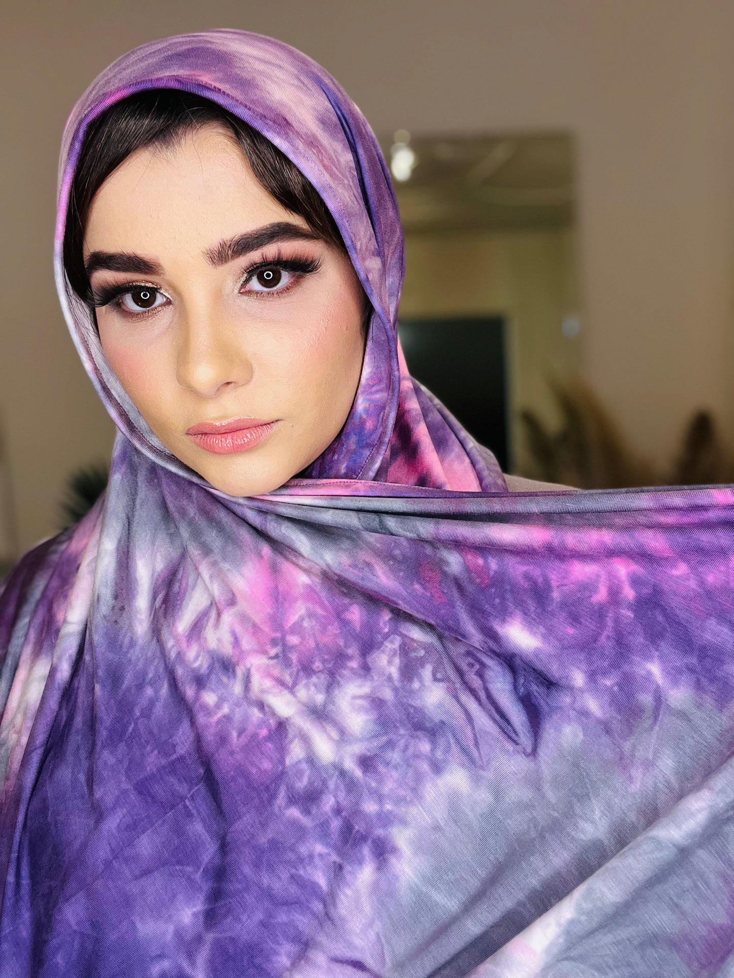 Tie Dye Jersey Hijab: Pink Australian Lake Hillier