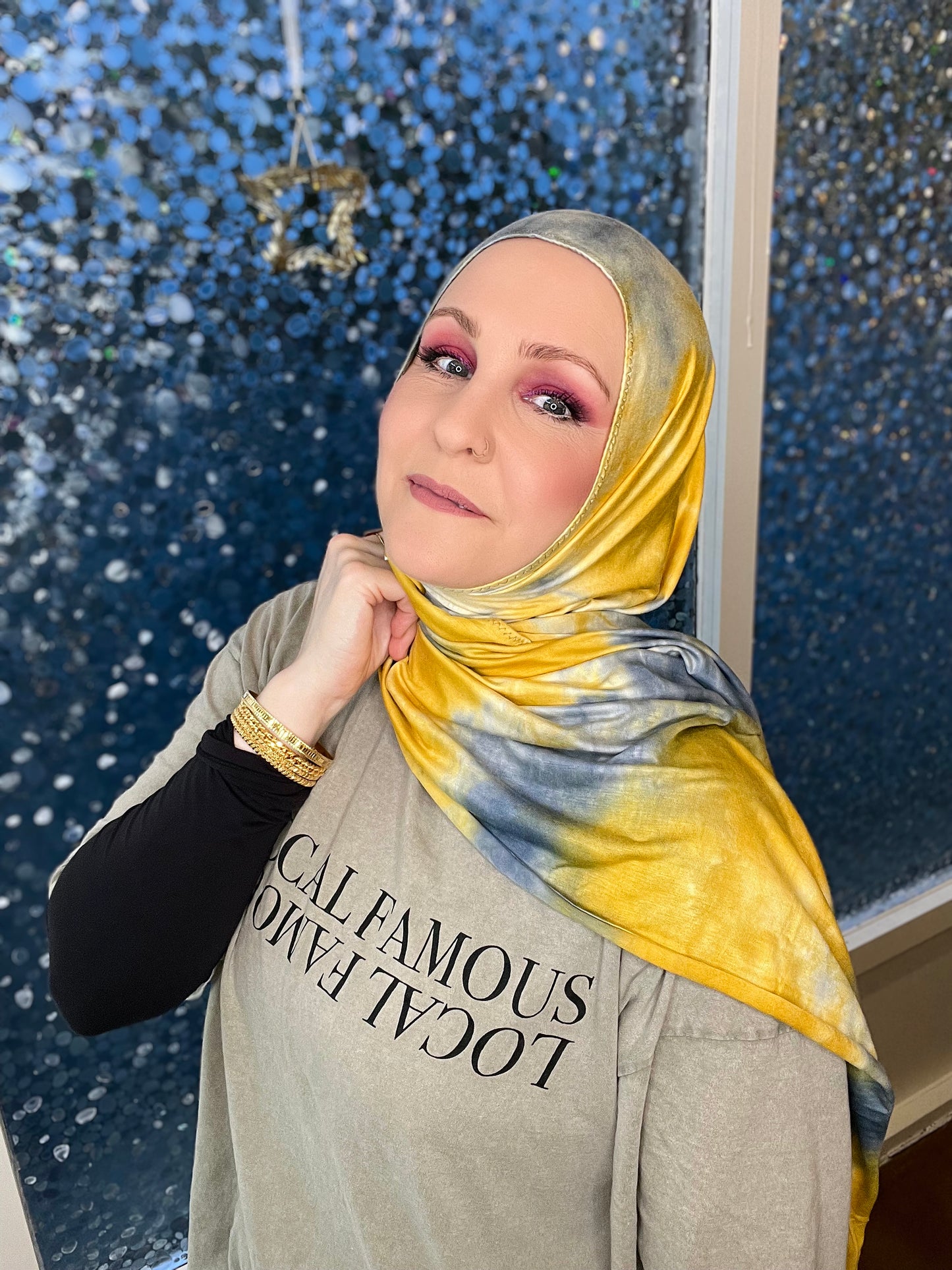 Tie Dye Jersey Hijab: Canary Blues