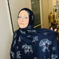 Printed Jersey Hijab: Navy Gingkos