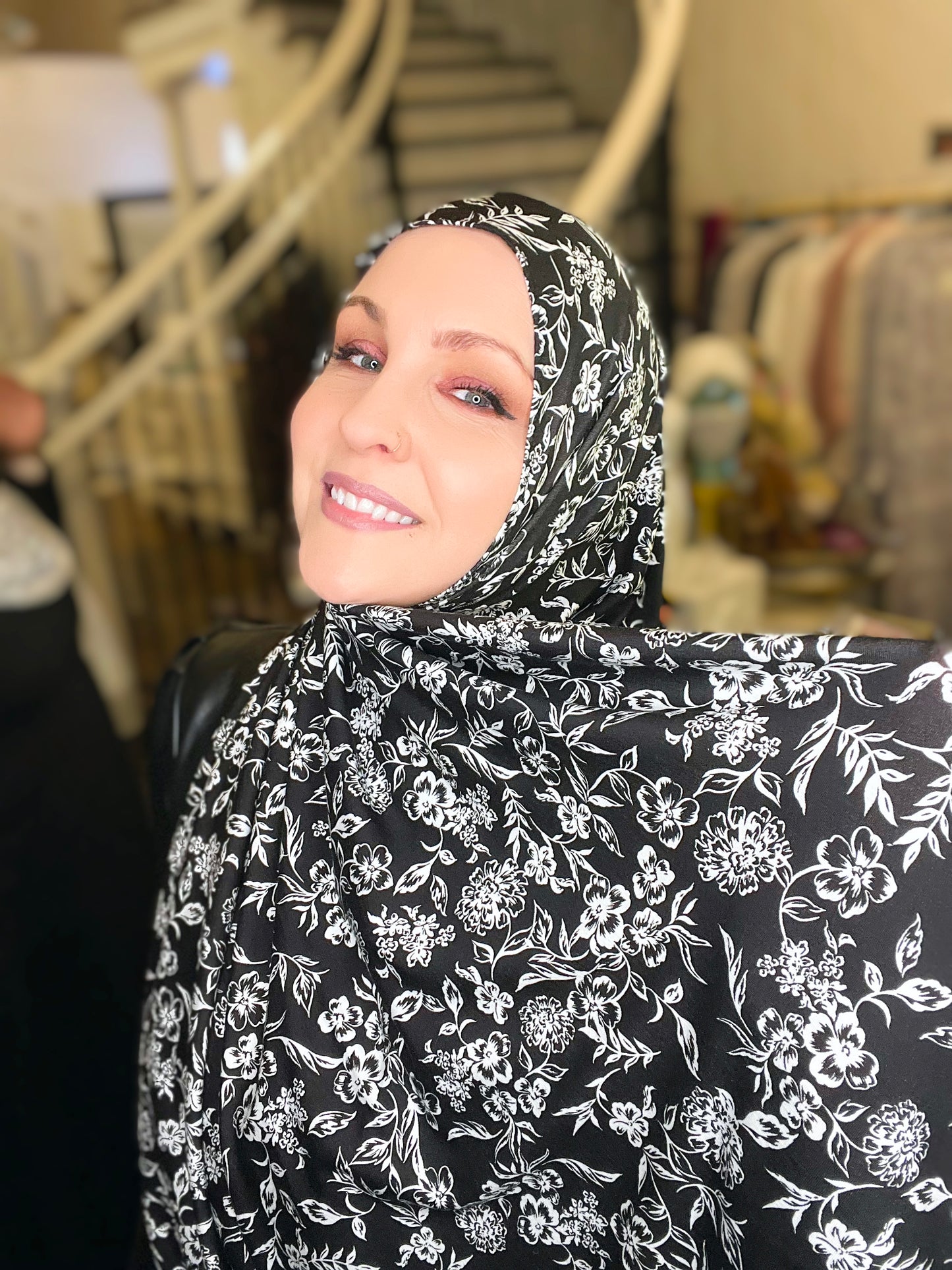 Printed Jersey Hijab: Secret Garden Rendezvous