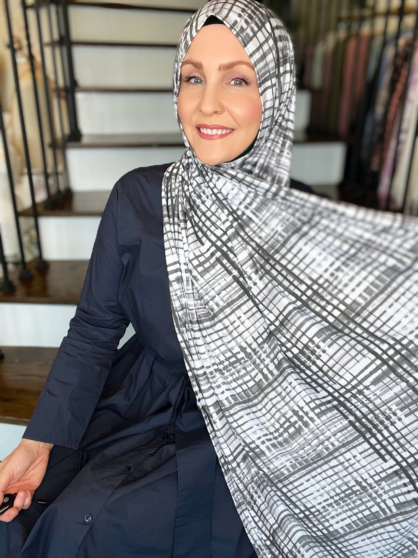 Printed Jersey Hijab: Grids
