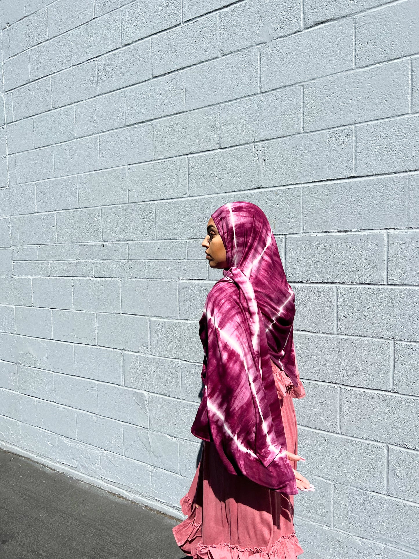 Tie Dye Jersey Hijab: Deep Vimto