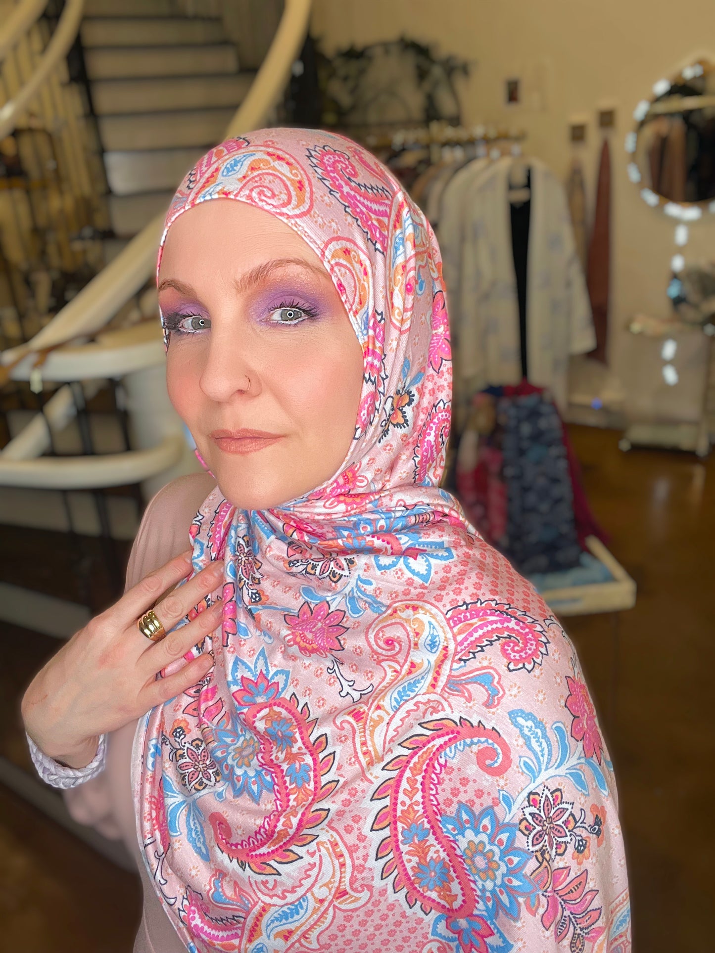 Printed Jersey Hijab: Pink Paisley Princess